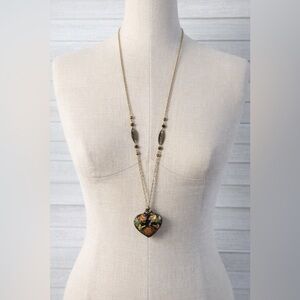 Torrid Gold and Brown Beaded Necklace. Enamel. Burgandy. Great Condition